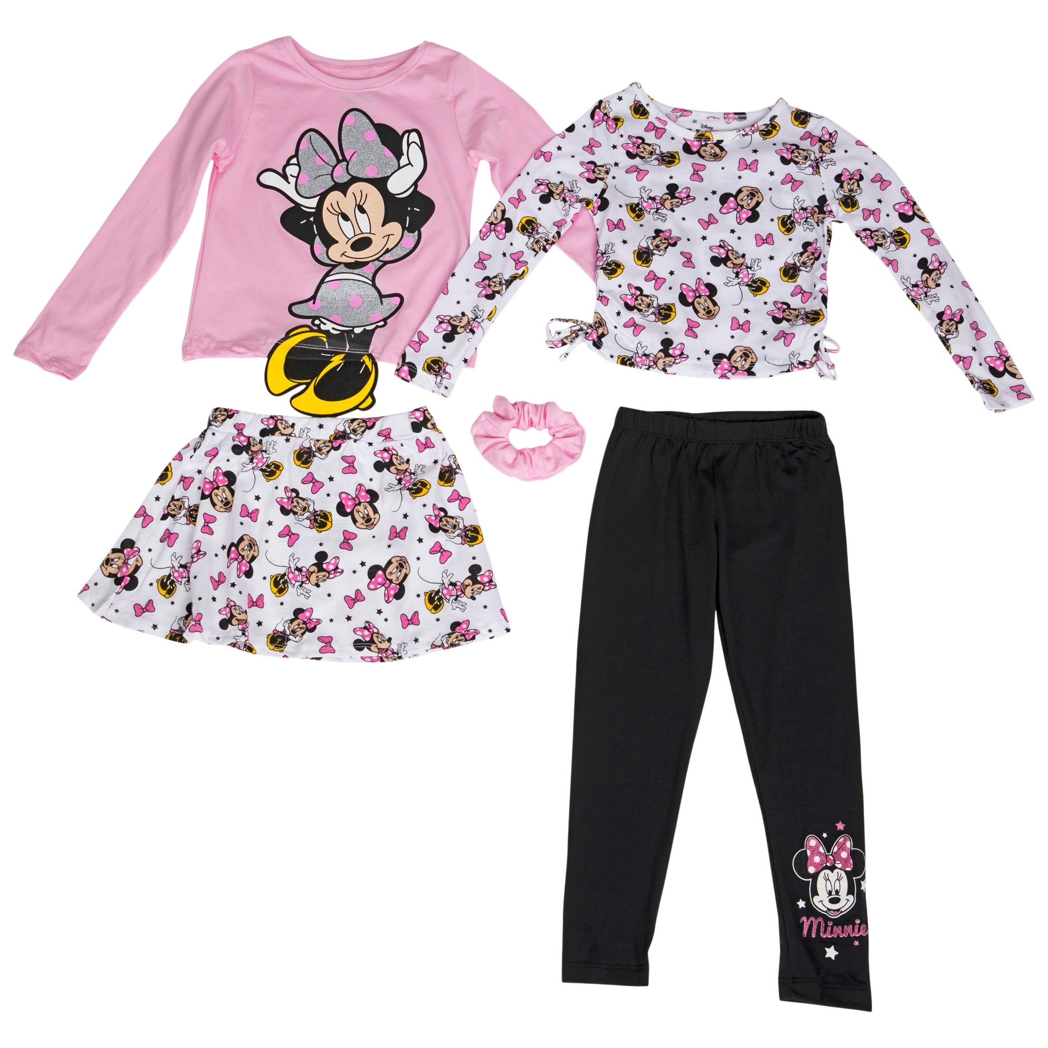 Disney Classic Minnie Mouse Tops & Skirt & Leggings & Scrunchy Set